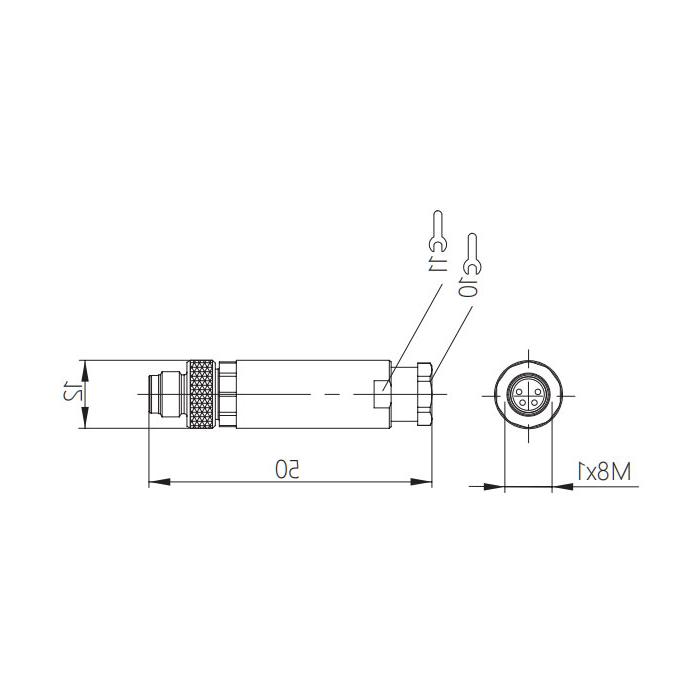 M8 4 Pin、Straight male、Screw connection、63F121